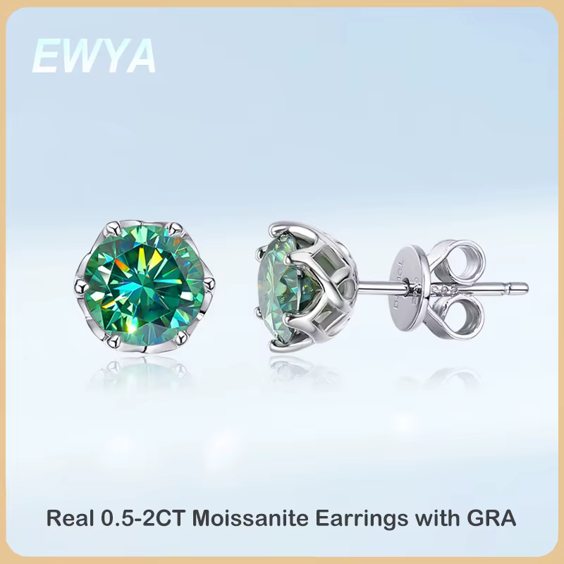 MooYA-Boucles d'Oreilles en Moissanite pour Femme et Fille