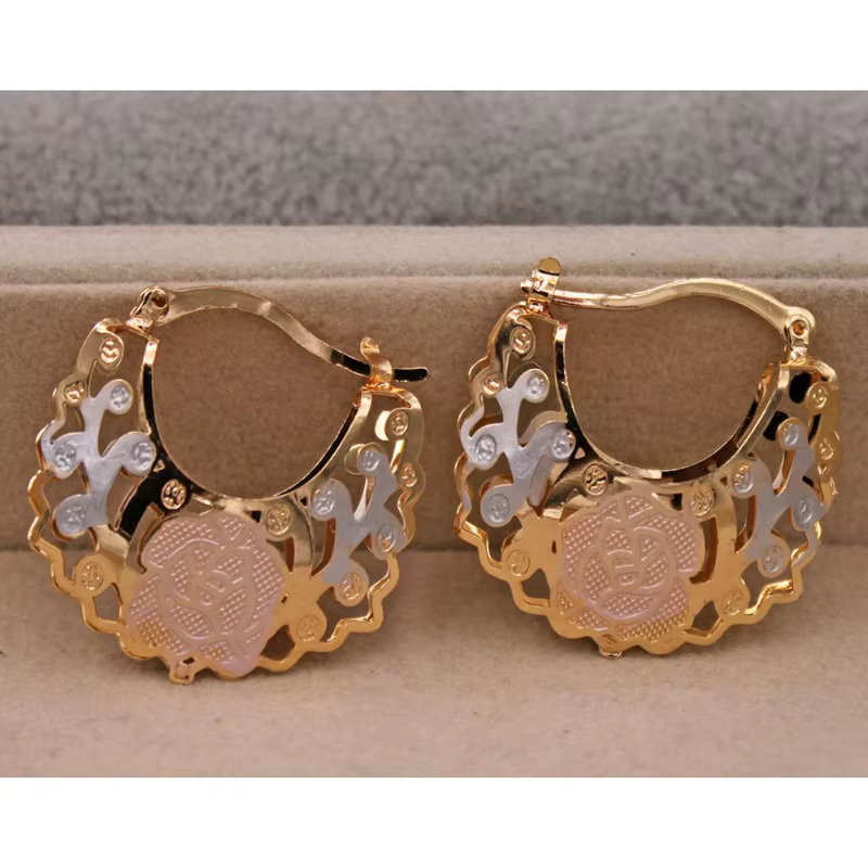 Boucles d'oreilles créoles plaquées or 14 carats pour femmes