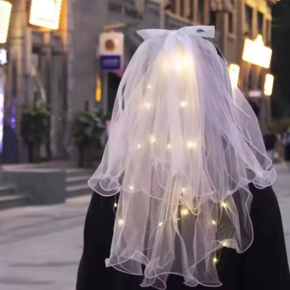 LED mariée voile de mariage éclairer voiles