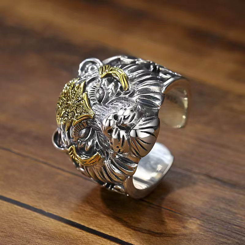 Nouvelle bague en argent sterling 925 motif tigre pour femme