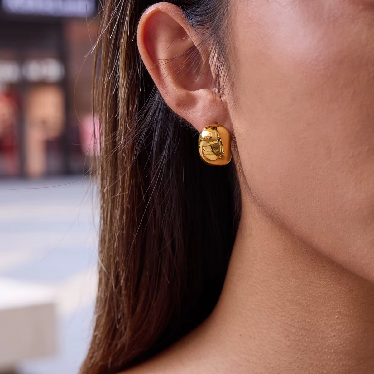 Yori exquis lisse C cerceau boucles d'oreilles pour femmes couleur or mode charme hypoallergénique Bijoux cadeau