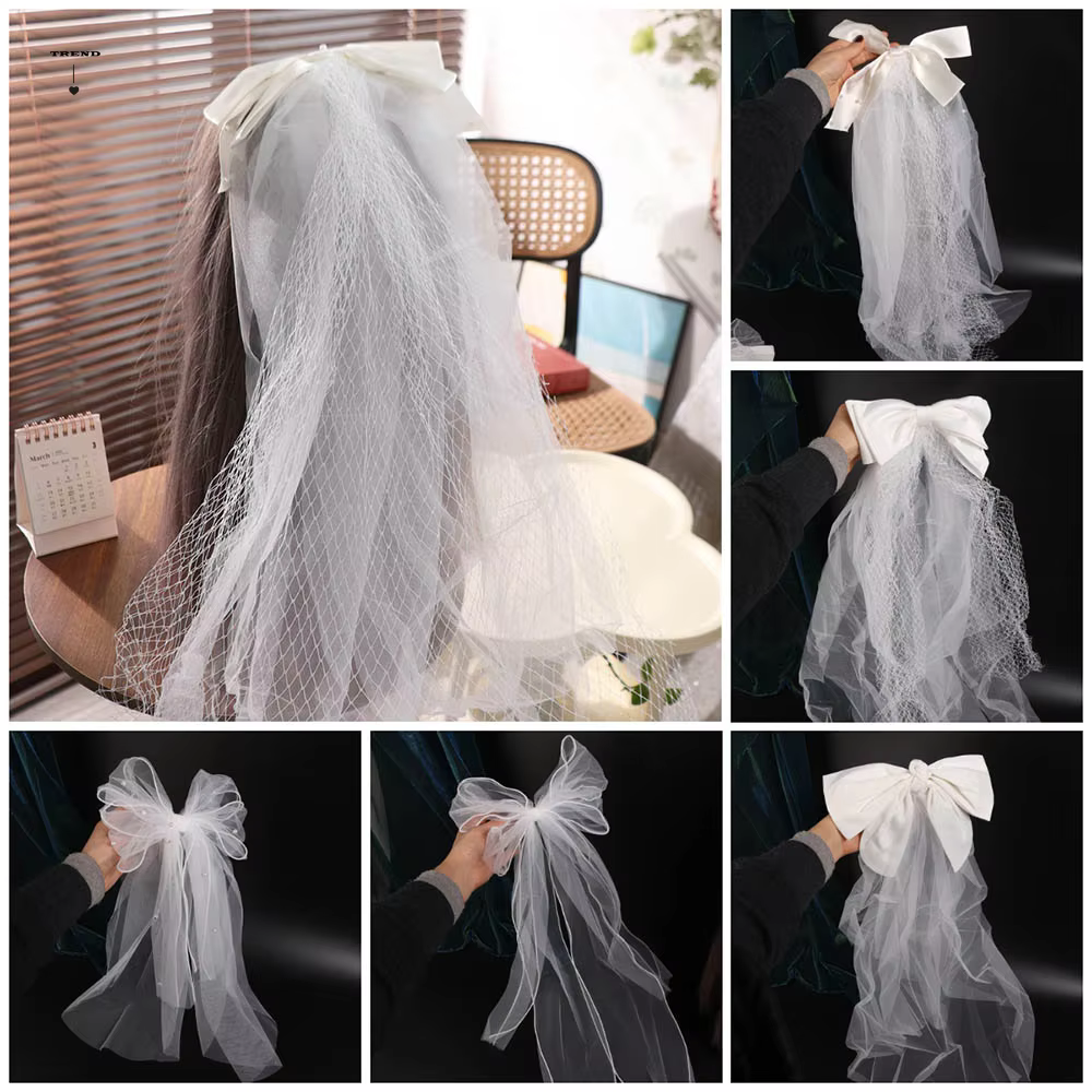 Voile de mariée rétro multicouche en dentelle et tulle blanc
