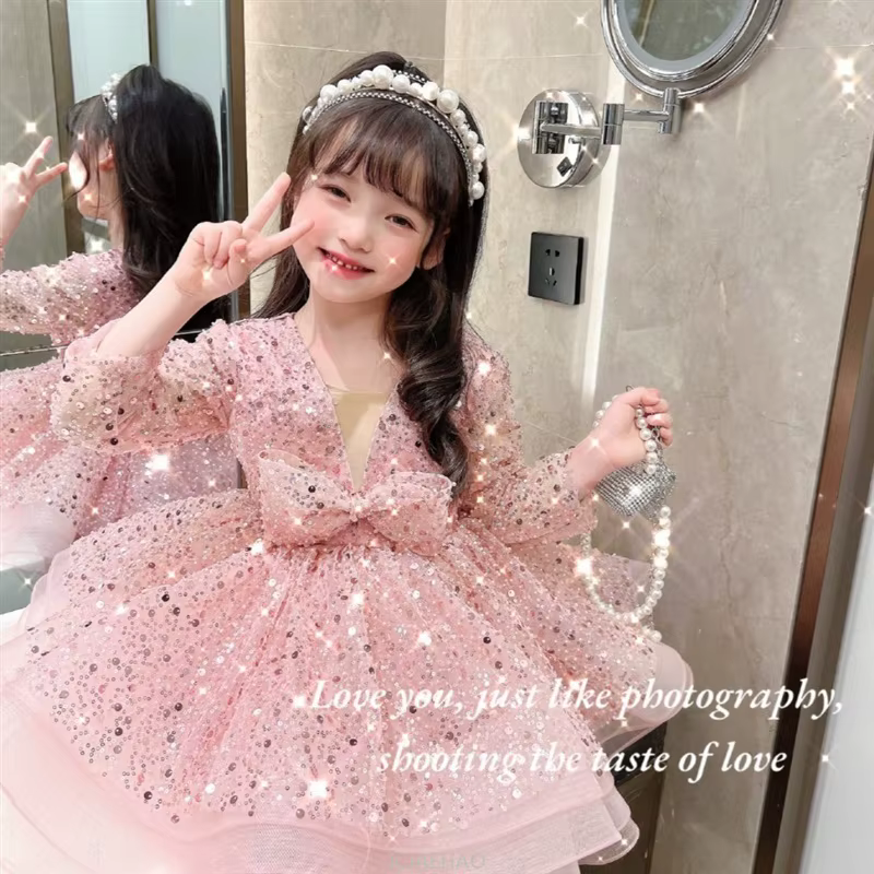Robe de mariage à paillettes pour filles