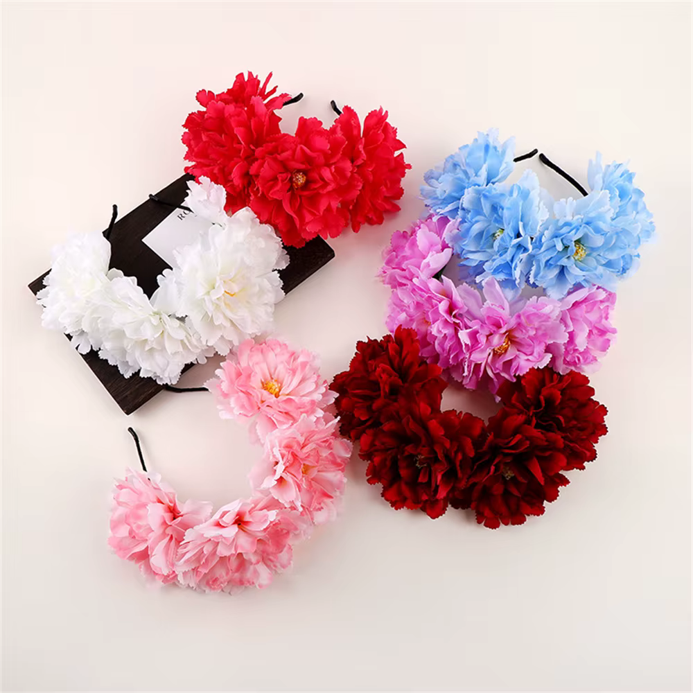 Mode femmes mariée fleurs bandeau pivoine Rose fleur couronne