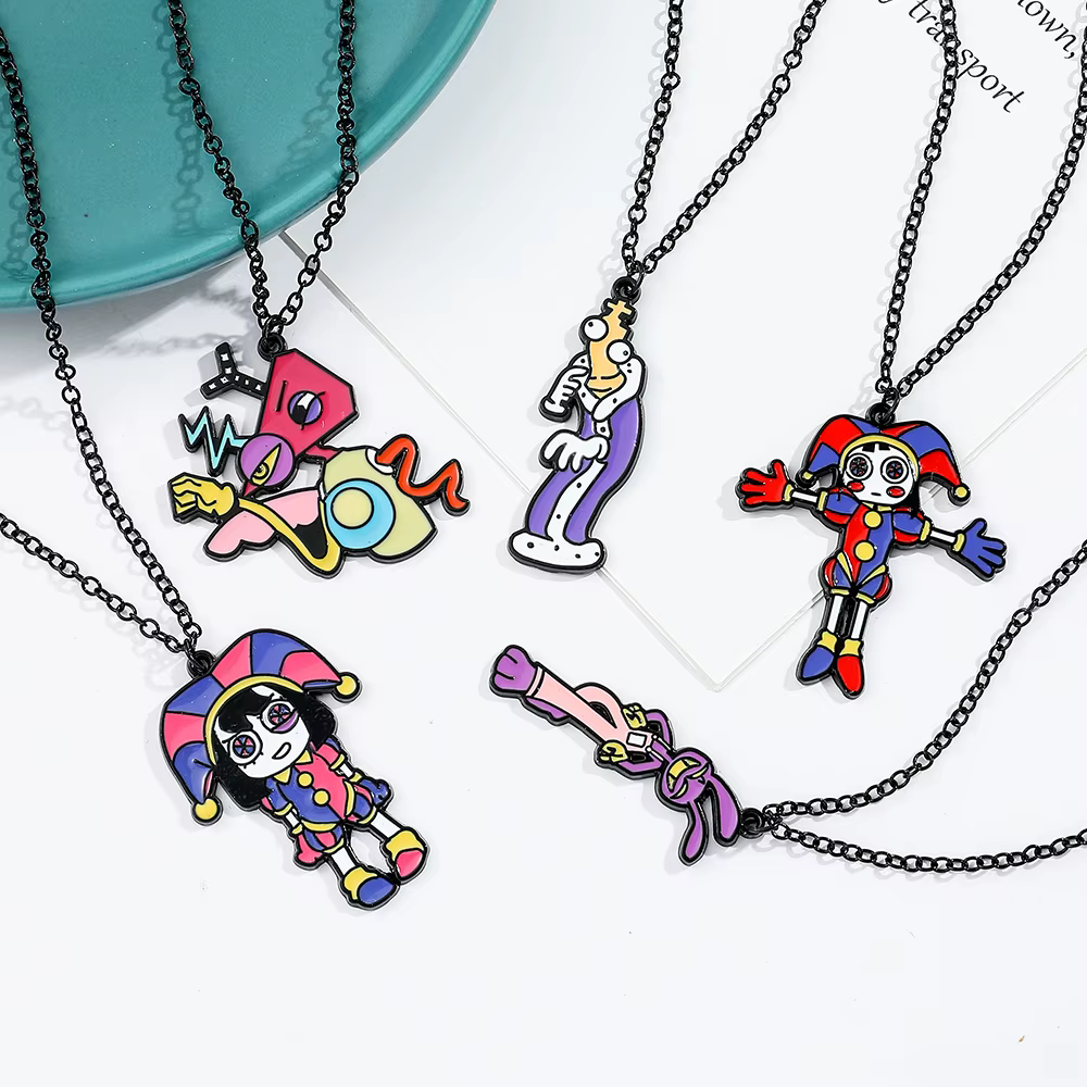 Collier Kawaii de la série The Amazing Digital Circus - Bijou en métal émaillé tendance