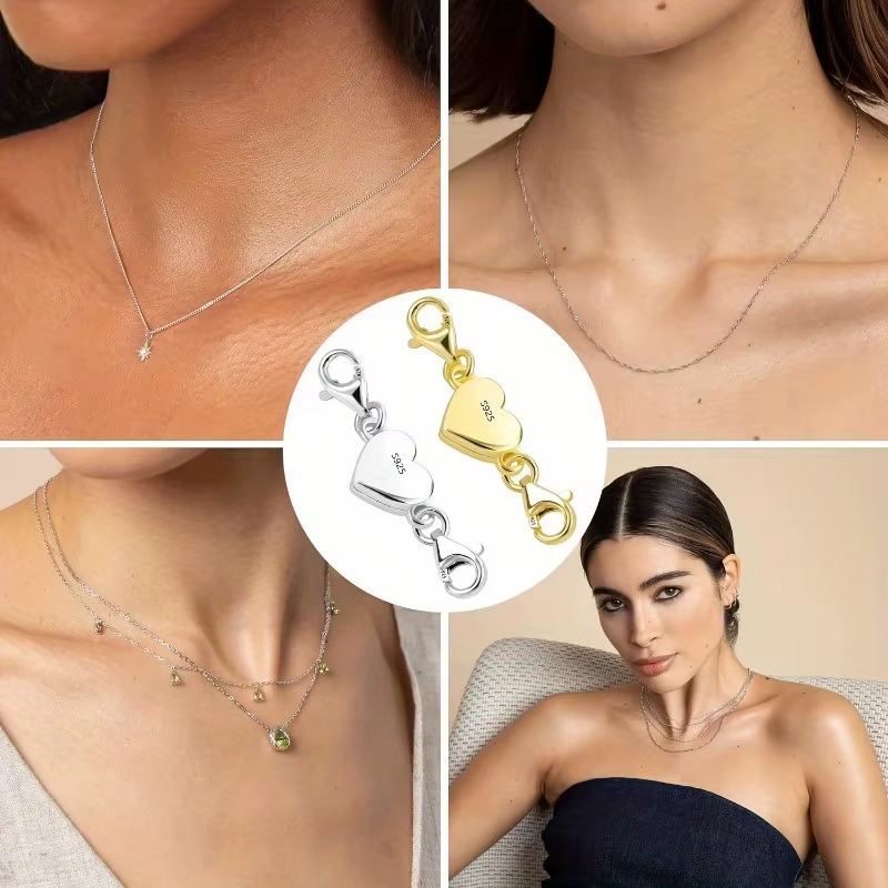 Fermoir de connecteur de bijoux magnétique en forme de cœur