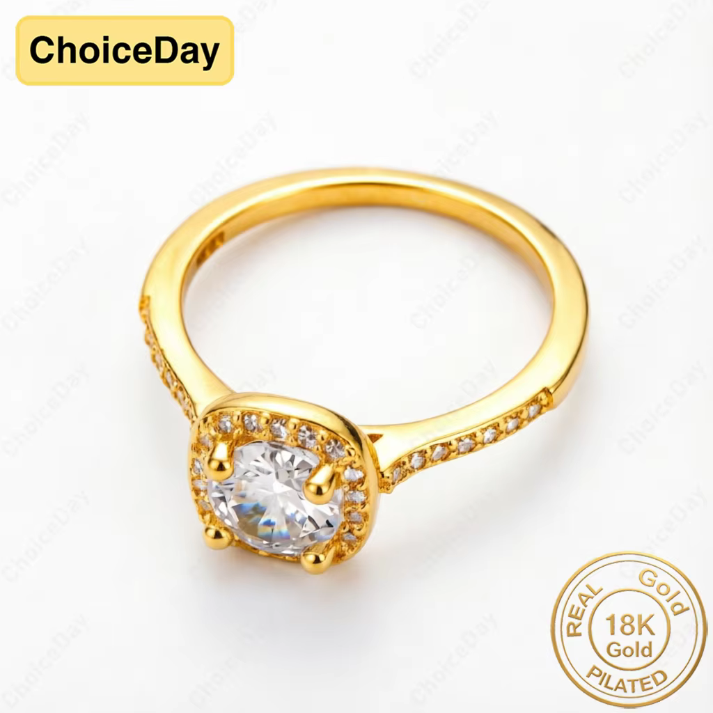 Bague délicate en zircon carré plaqué or 18 carats - Bijou élégant pour femme