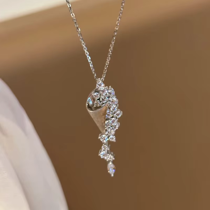 ENSHIR – collier avec pendentif en Zircon scintillant pour femmes