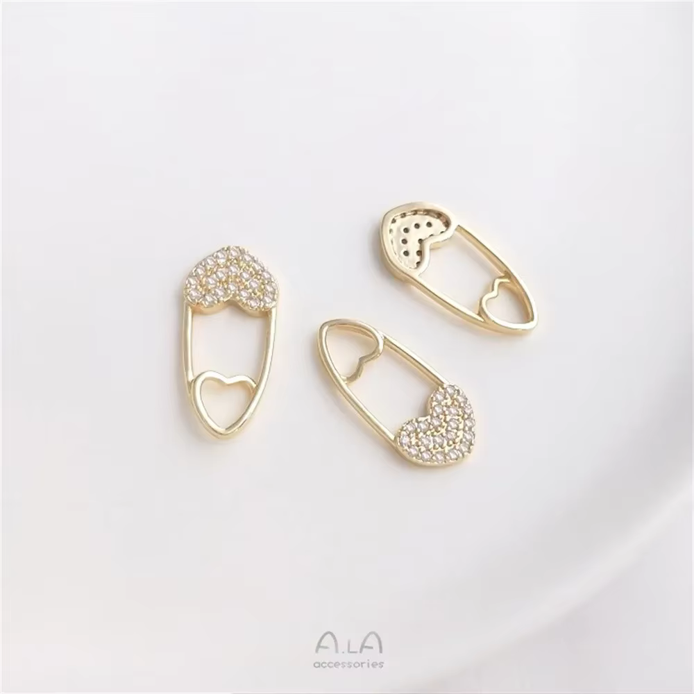 Pendentif en forme de broche plaqué or 14 carats avec support de perle