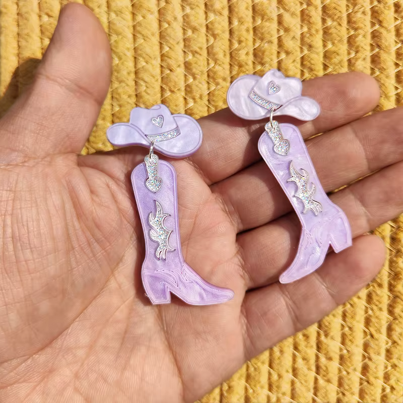 KUGUYS nouveau Cowgirl boucles d'oreilles pour femmes bijoux de mode mignon Cool Cowboy chapeau bottes