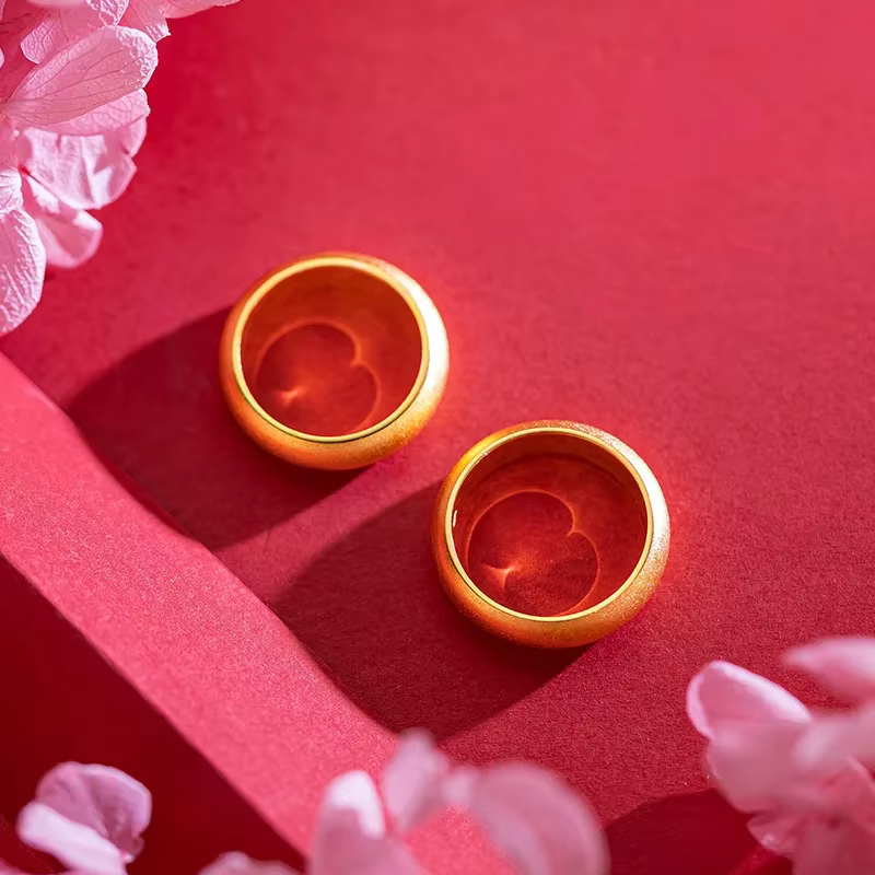 Bague de luxe en or véritable 9999 24K