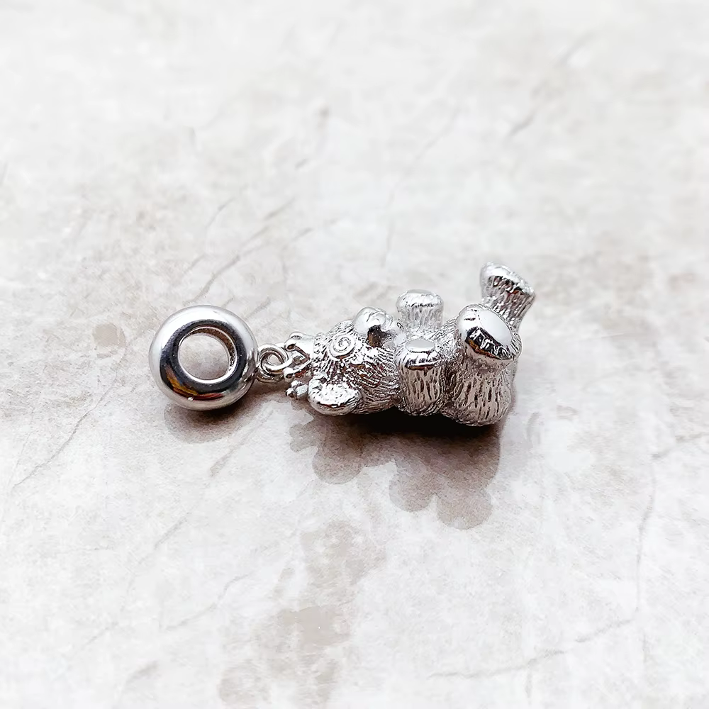 Interrupteur ours en peluche en argent regardé 925 avec couronne pour femme