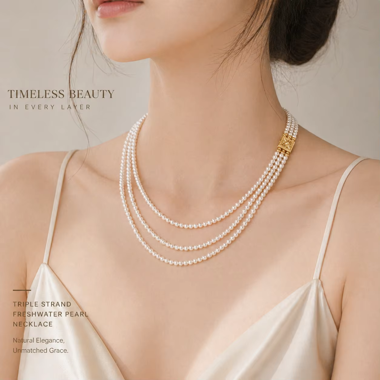 Collier de perles d'eau douce naturelles Mareora 3-4 mm