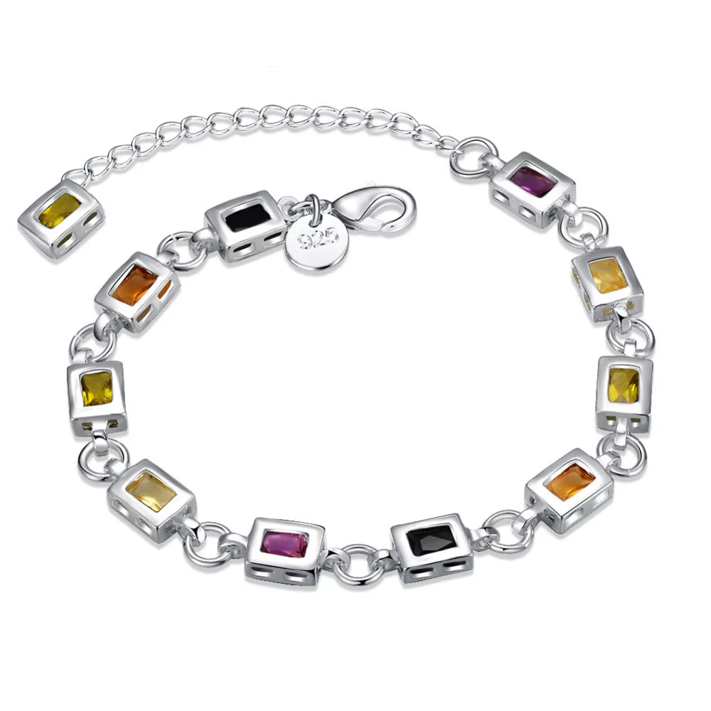 Noble Fine 925 en argent Sterling élégant charme Bracelets Zircon chaîne cristal bijoux mode pour les femmes de mariage dame