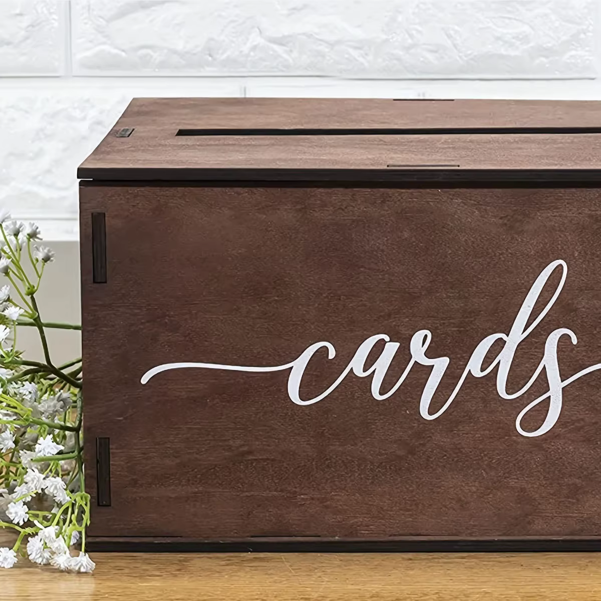 Boîte en bois vintage pour cartes de vœux