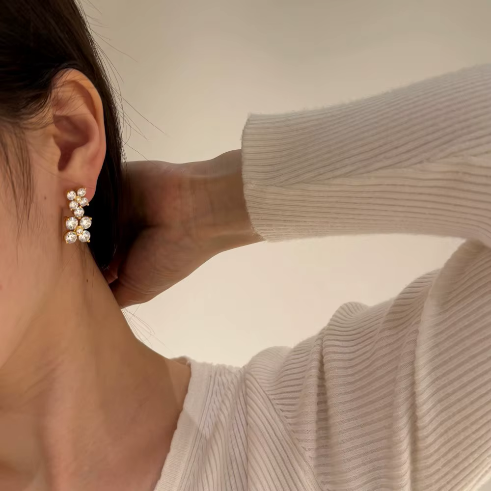 Vinregem Sparkling Lab créé saphir haute teneur en carbone diamant gemmes boucles d'oreilles en argent Sterling 925 bijoux fins en gros