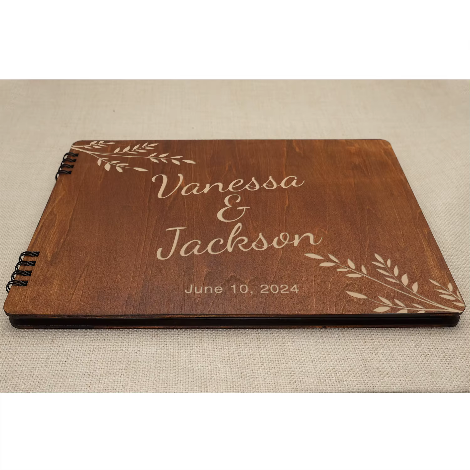 Livre d'or de mariage en bois – Personnalisé gravé au laser