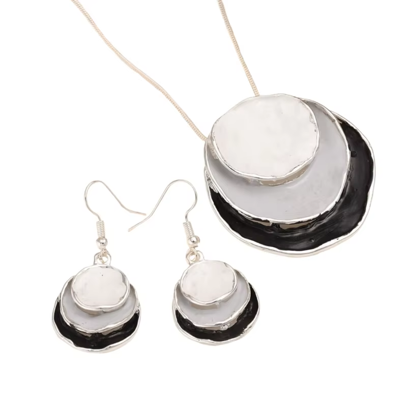 A52E Collier pendentif à fleurs à mode boucles d'oreilles définissent une texture en alliage présente pour les femmes