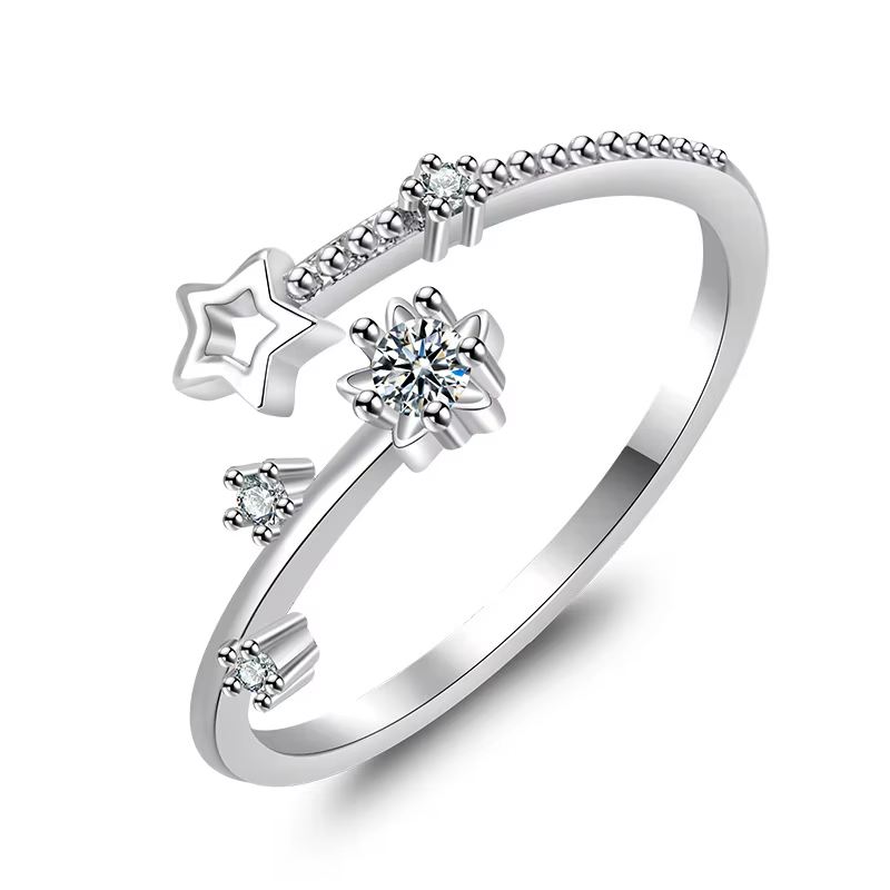 Bagues en argent 925 classiques brillantes avec zircon pour femmes