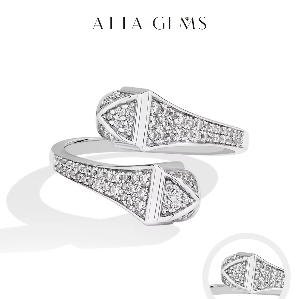 ATTAGEMS Double serpent S925 argent Moissanite anneaux femmes hommes laboratoire diamant bague réglable 18KGold plaqué bijoux de luxe pour la fête