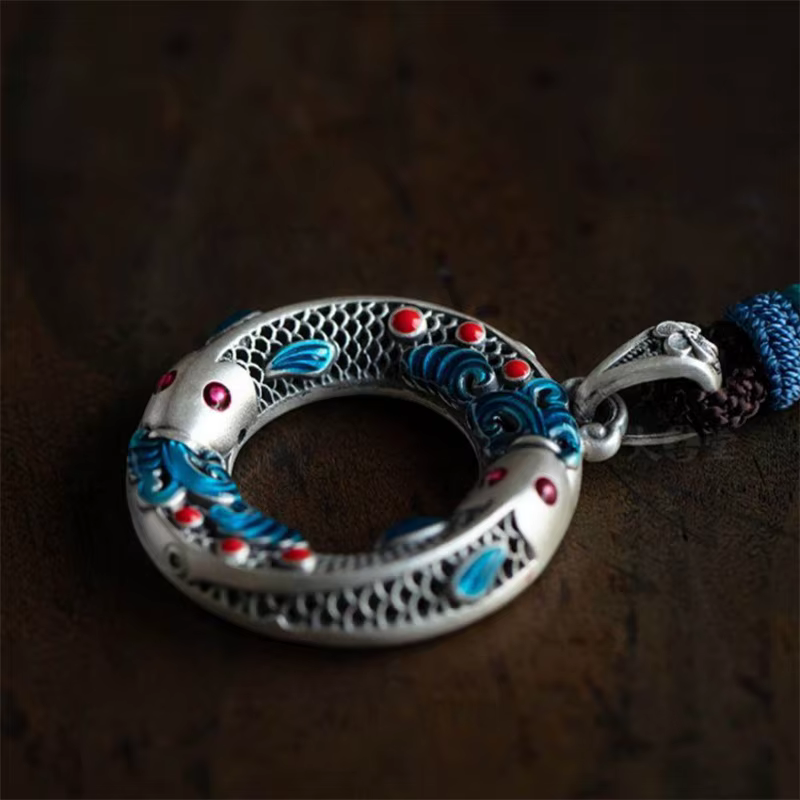 Collier Koi en émail de style ethnique pour femmes