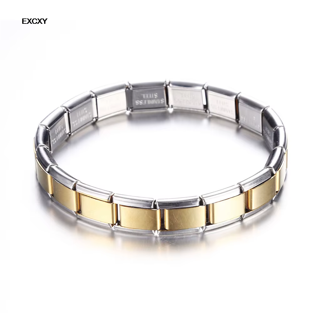 EXCXY nouveaux bijoux pour femmes 9mm de largeur Bracelet à breloques élastique Itanlian