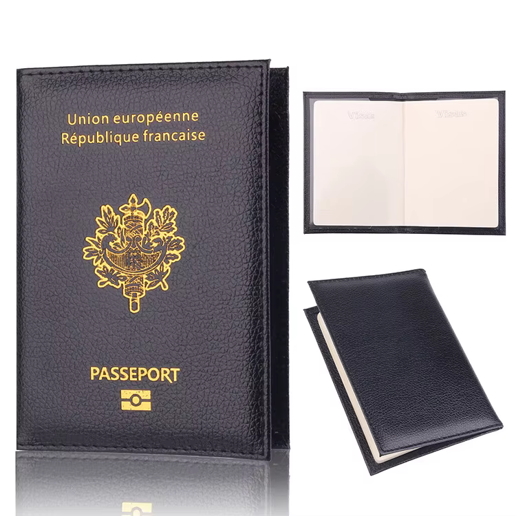 Couverture de passeport français en cuir PU