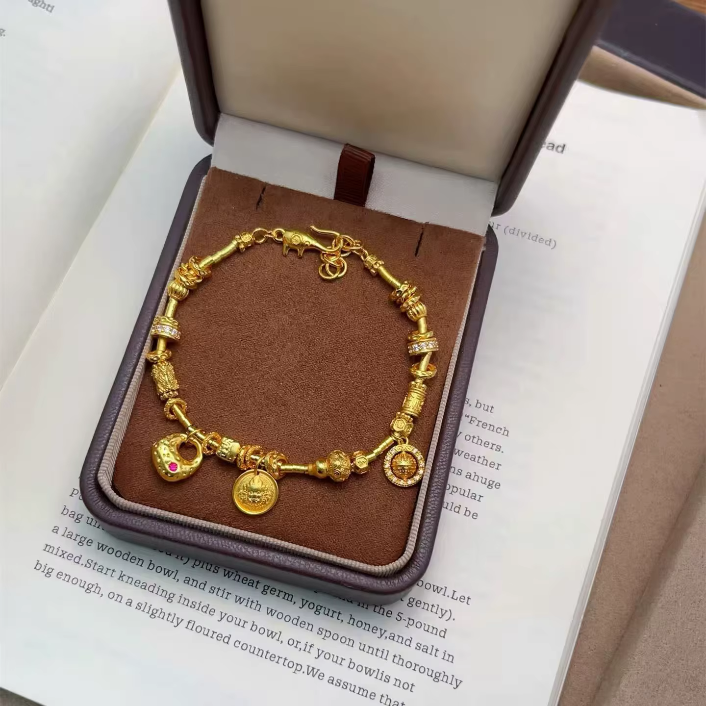 Bracelet Ins rétro plaqué or véritable