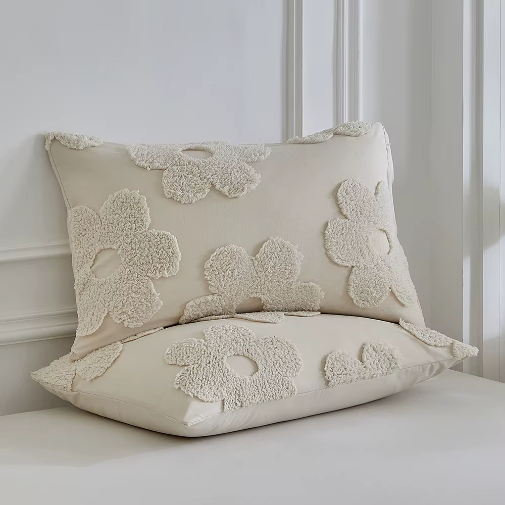 Ensemble de housse de couette florale 3D avec taies d'oreiller