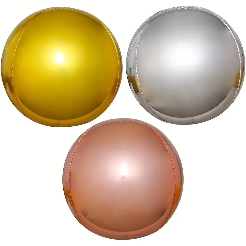 5 pièces ballons en métal doré 4D grands