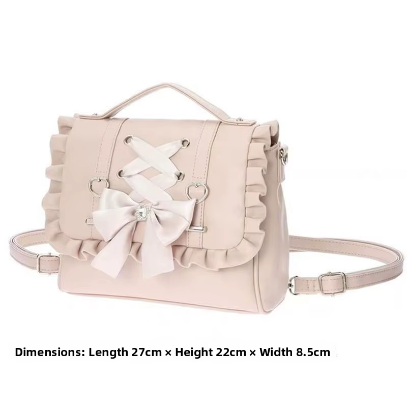 Lolita Knot femmes Bapa sac à main simple épaule bandoulière Double sac coréen Sle décontracté en cuir PU Kawaii sac à dos Ita sac