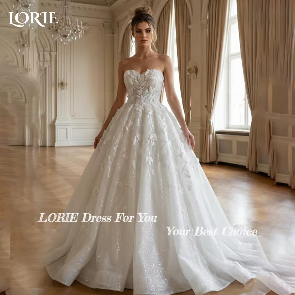 LORIE bohême robes de mariée chérie bretelles 3D fleur Appliques dentelle