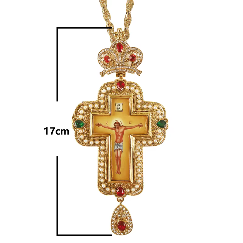 Collier long byzantin catholique avec crucifix
