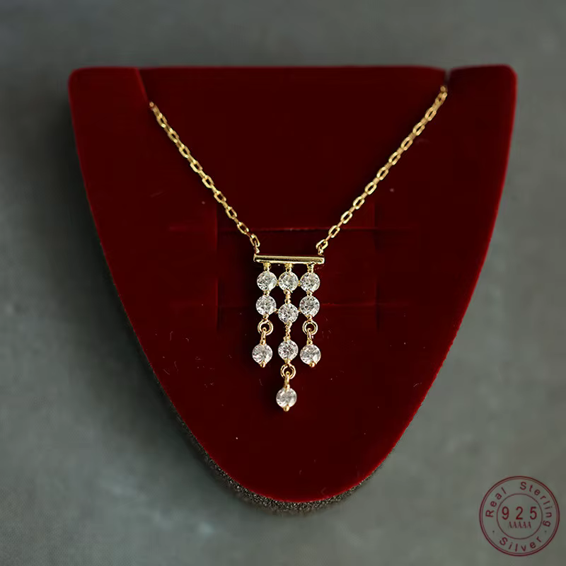 Collier de luxe français en argent Sterling S925 plaqué or 14 carats