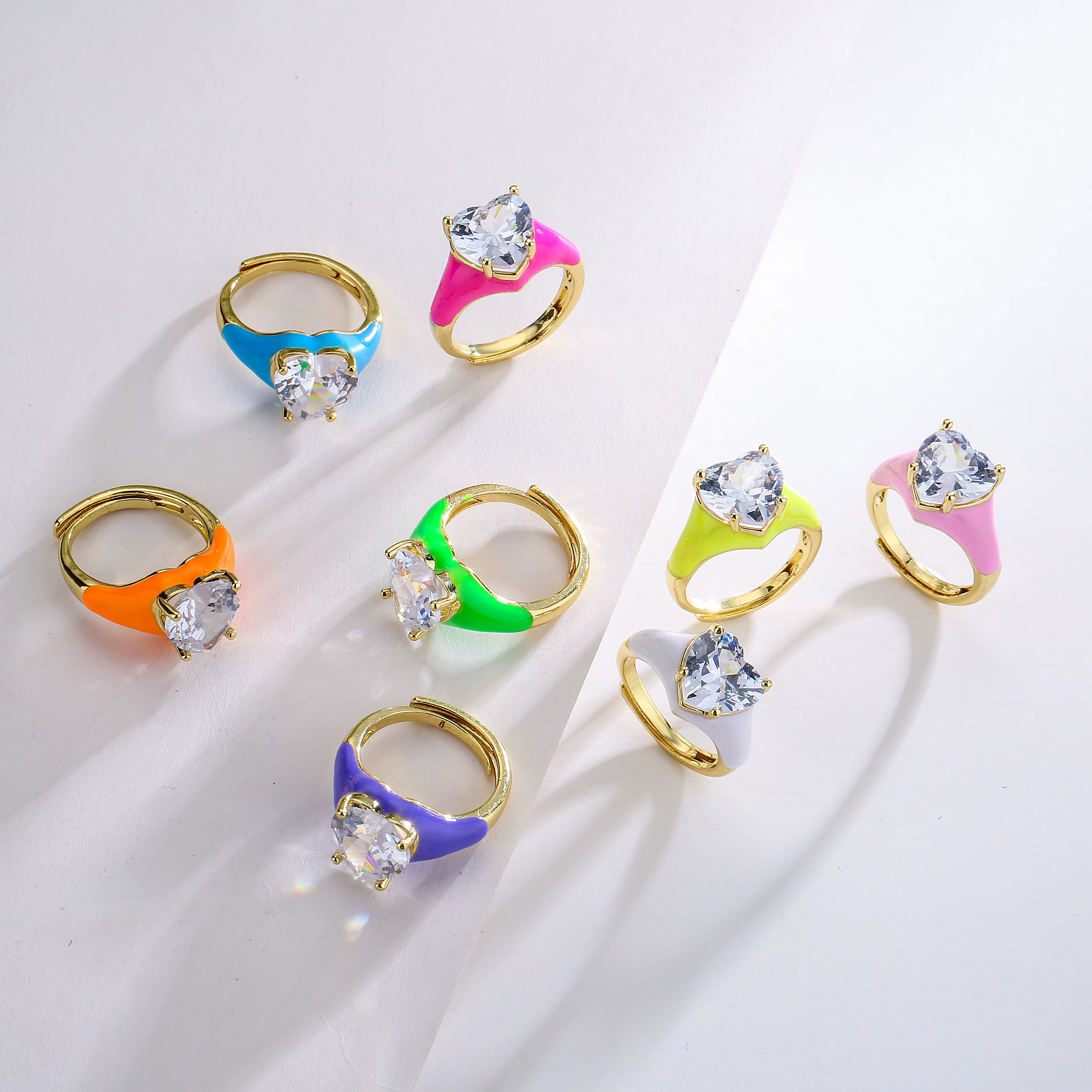 HECHENG, belle bague en émail coeur couleur or pour femmes gouttes d'huile