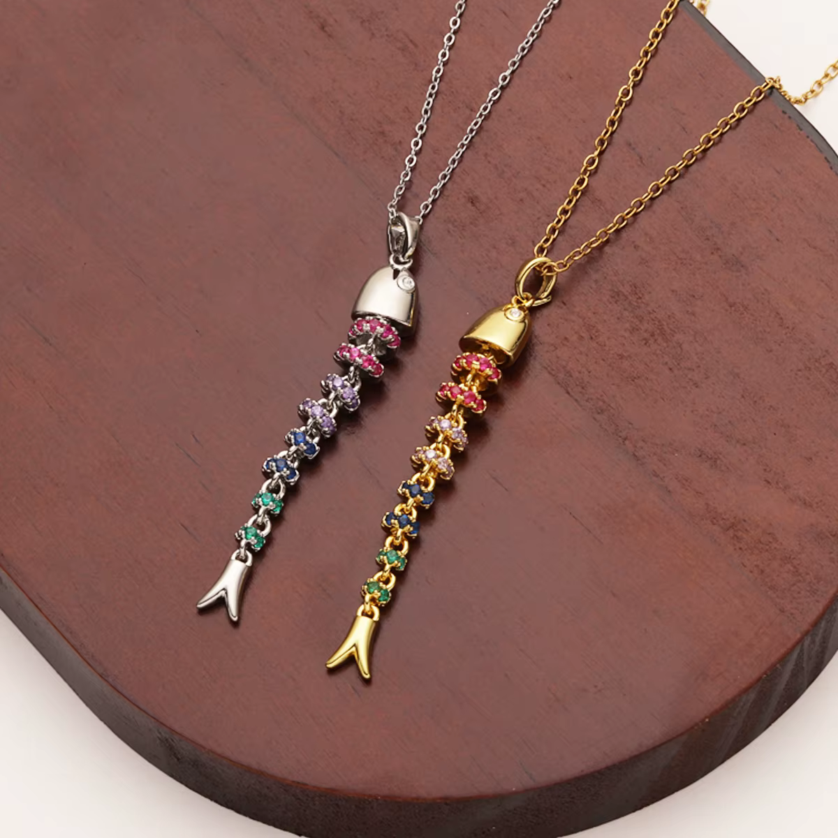 Collier avec pendentif poisson en Zircon coloré scintillant pour femmes