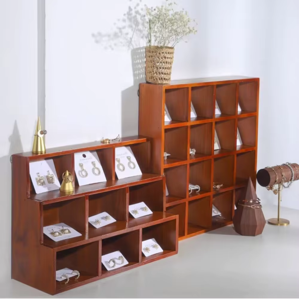 Armoire à grille en bois massif pour stockage de bijoux