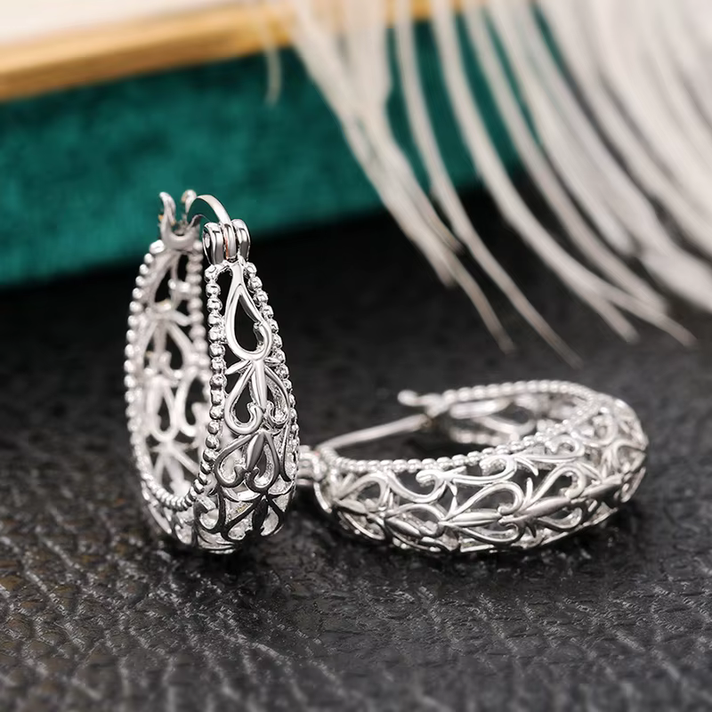 Huretailers-Boucles d'oreilles créoles élégantes pour femmes