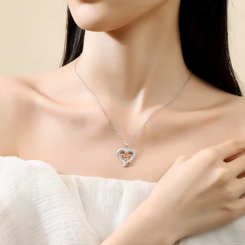 Collier pendentif double cœur en argent sterling S925 LinkerLove pour femme