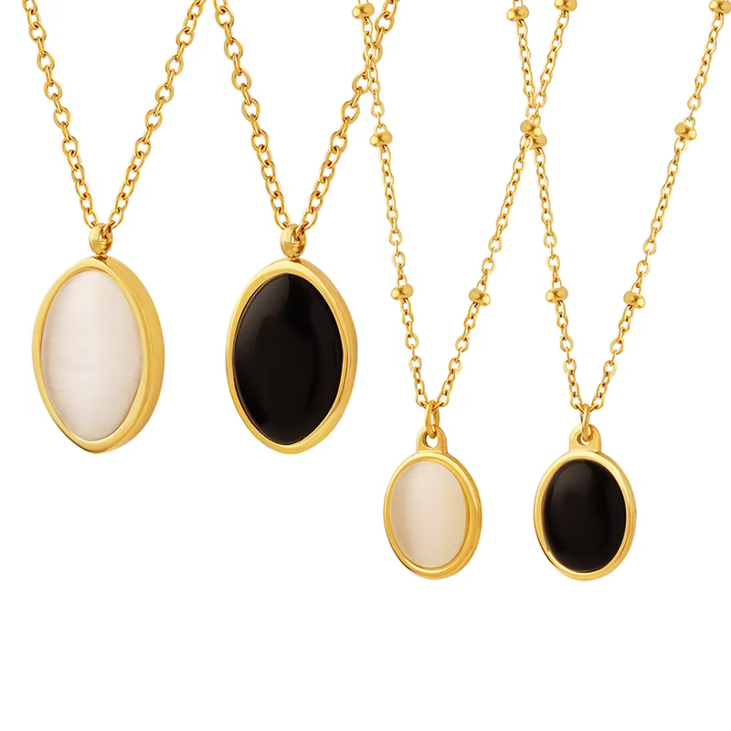 Collier opale Simple Vintage en acier inoxydable 316L