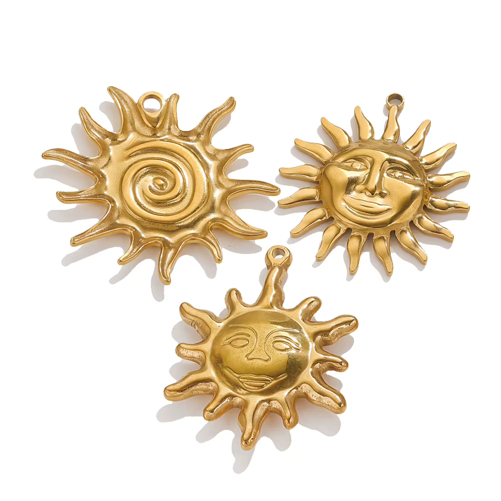 Pendentif soleil visage Smiley en acier inoxydable