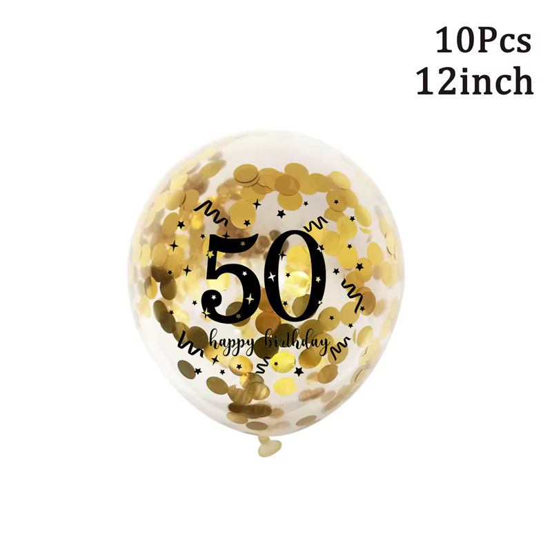Ballons en Latex noir or 30 40 50 60 ans anniversaire adultes hommes femmes joyeux