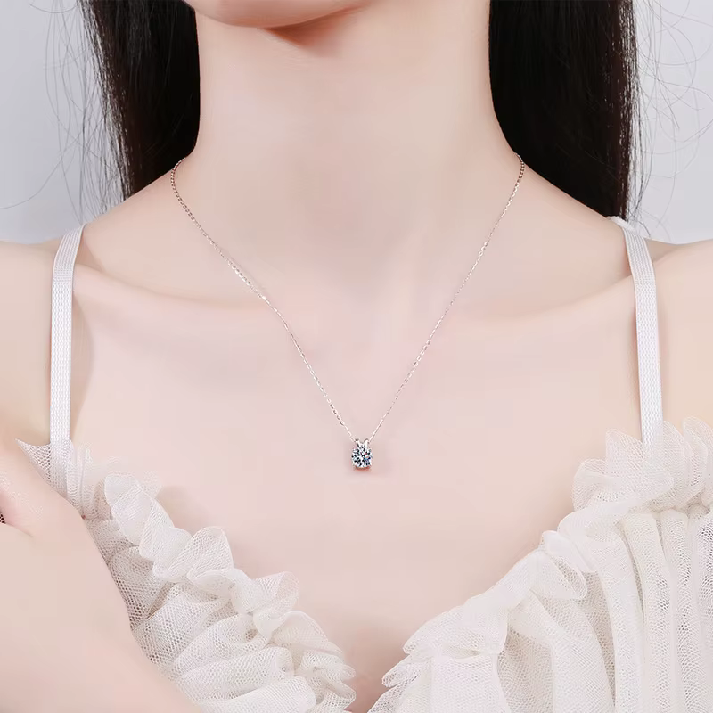 PomerceJelly-Collier Pendentif Moissanite pour Femme