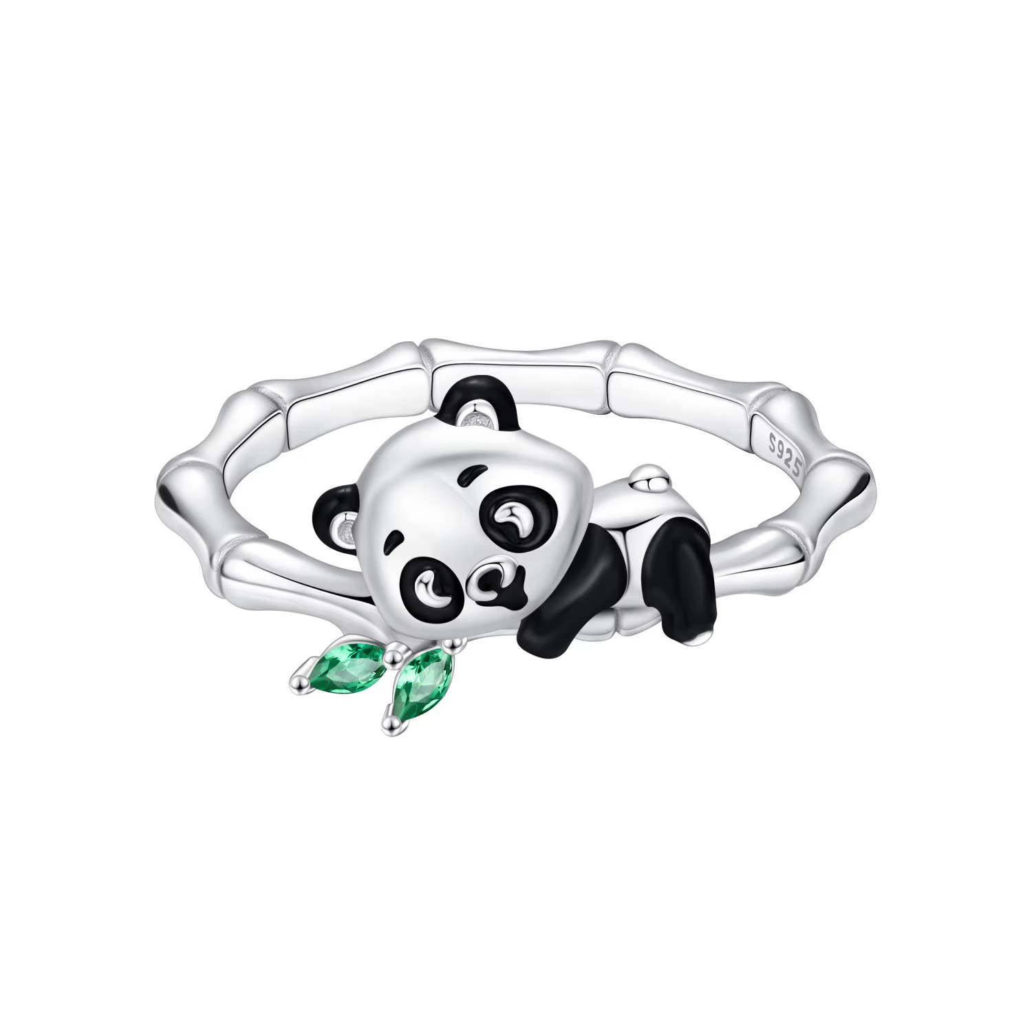 Orstarry S925 argent Sterling Panda Animal bague fermée pour les femmes
