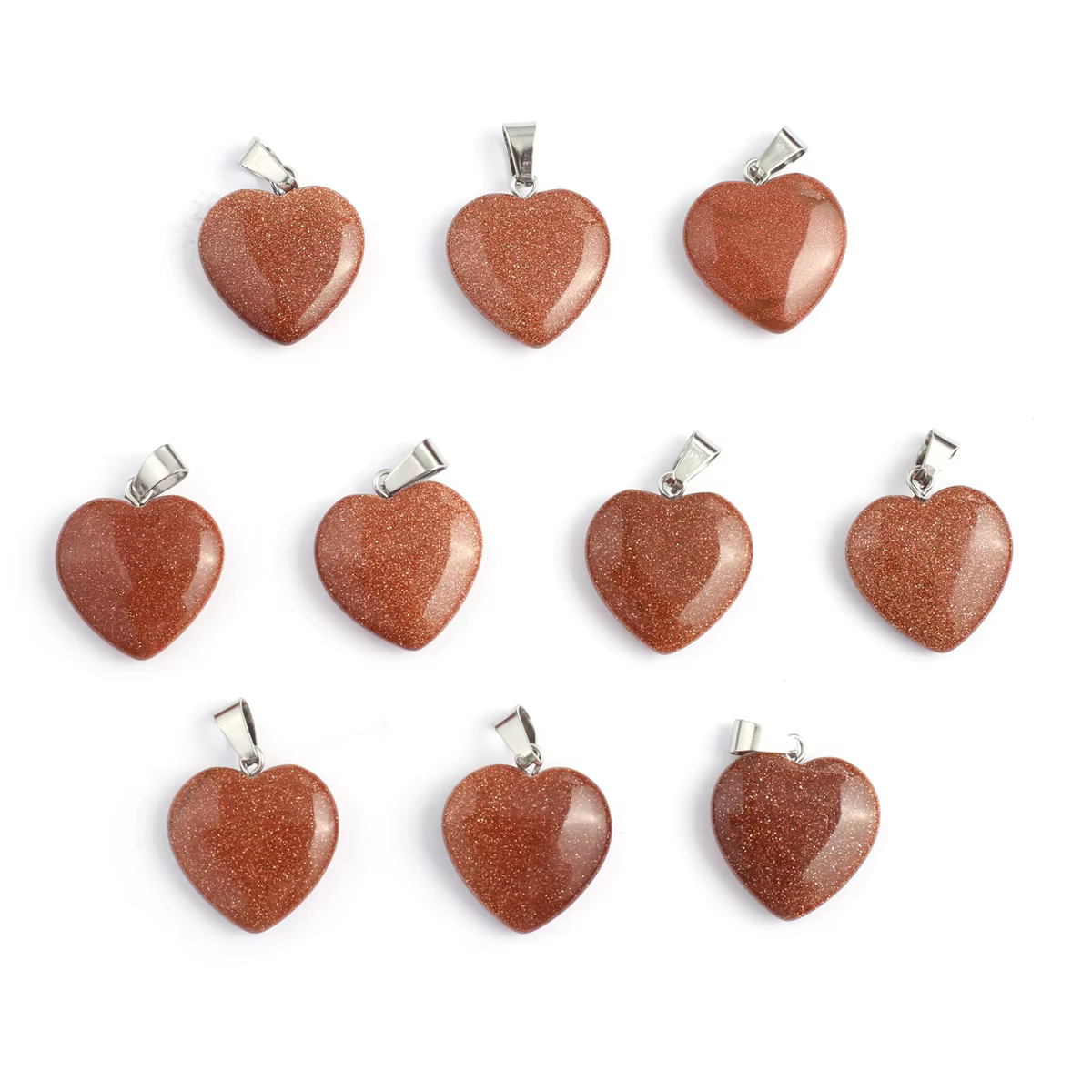 Pendentif en forme de coeur en pierre de sable d'or naturel