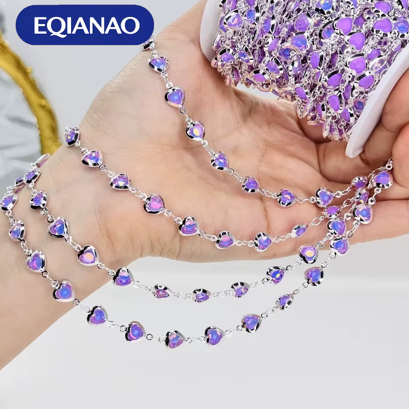 Chaîne en cristal violet EQIANAO 100CM