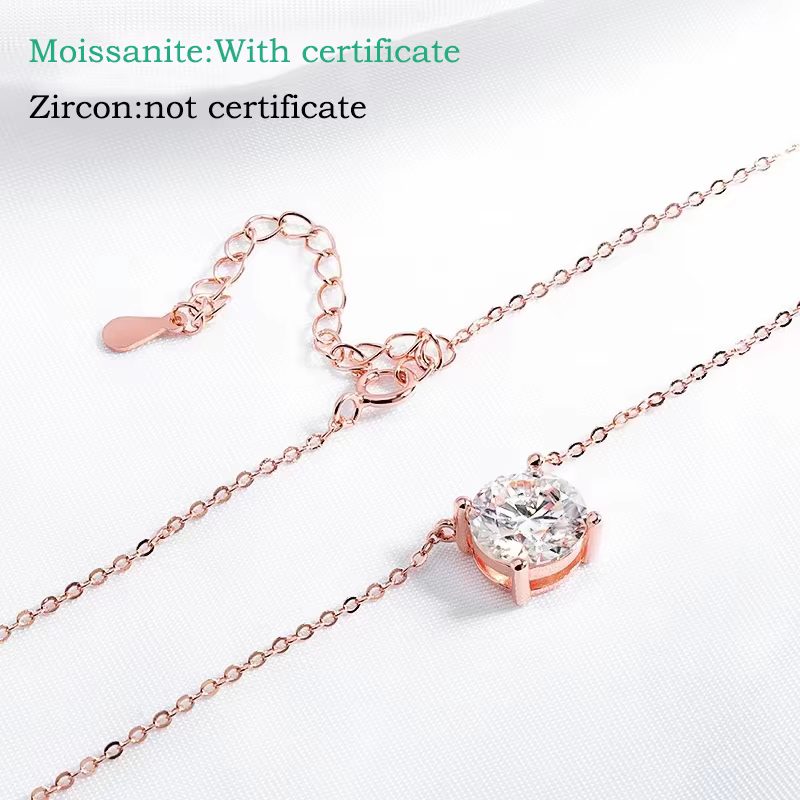 Smyoue 1-5CT couleur or Rose Moissanite collier pour femmes