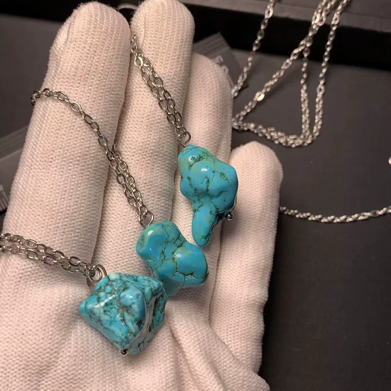 HEYYA – collier avec pendentif en pierre Turquoise naturelle pour femmes