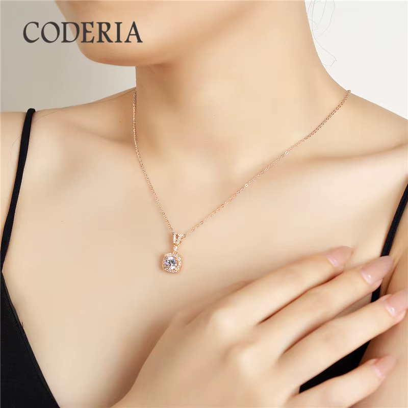 Collier de luxe en or Rose et Moissanite pour femmes