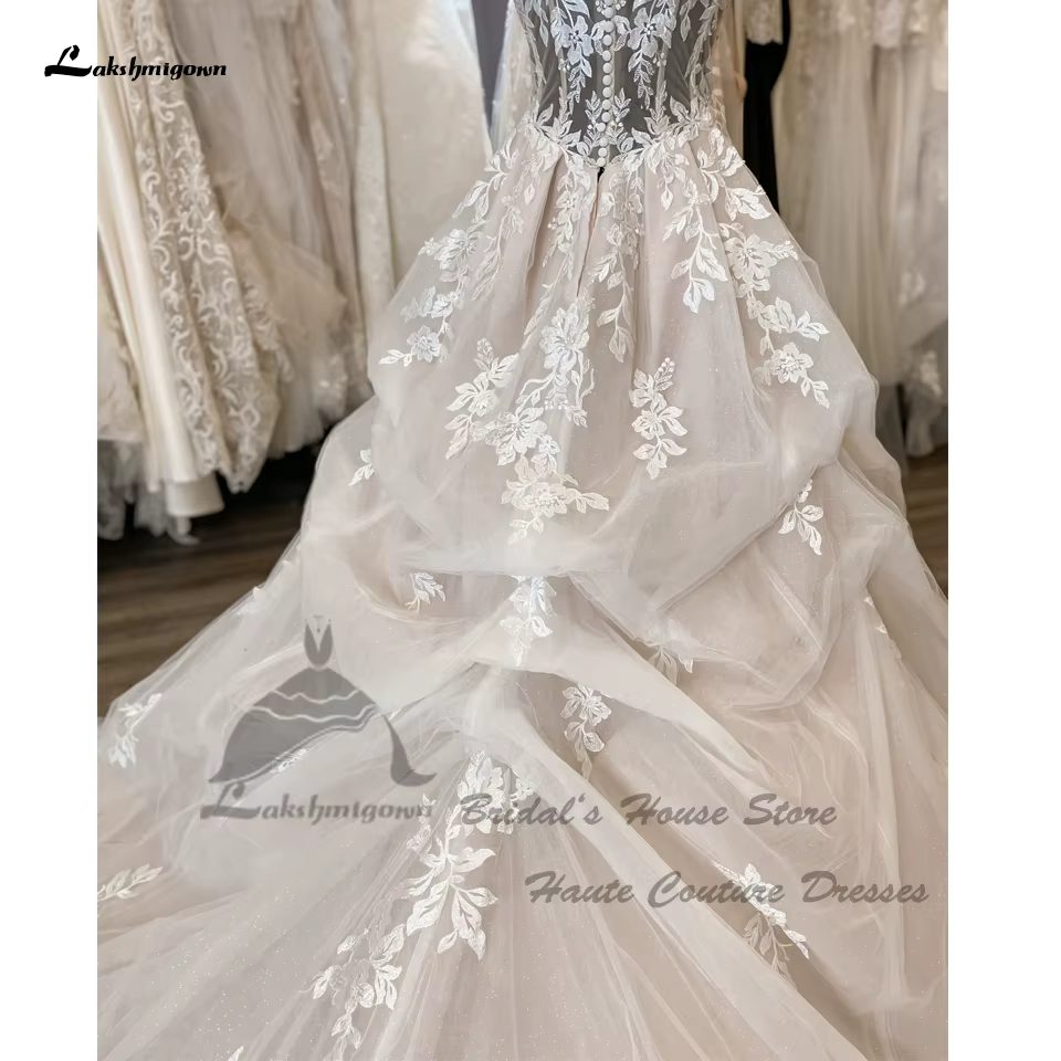 Robe de mariée en dentelle champagne pour femme